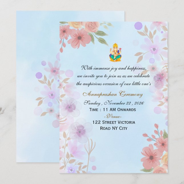 Digital Editable Annaprashan Invitation Card (Front/Back)