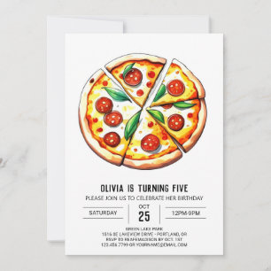 Digital Elegant Pizza Birthday Invitation