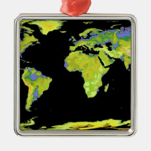 Digital elevation model of the continents on Ea Metal Tree Decoration