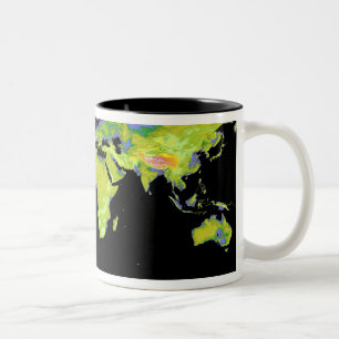 Digital elevation model of the continents on Ea Two-Tone Coffee Mug