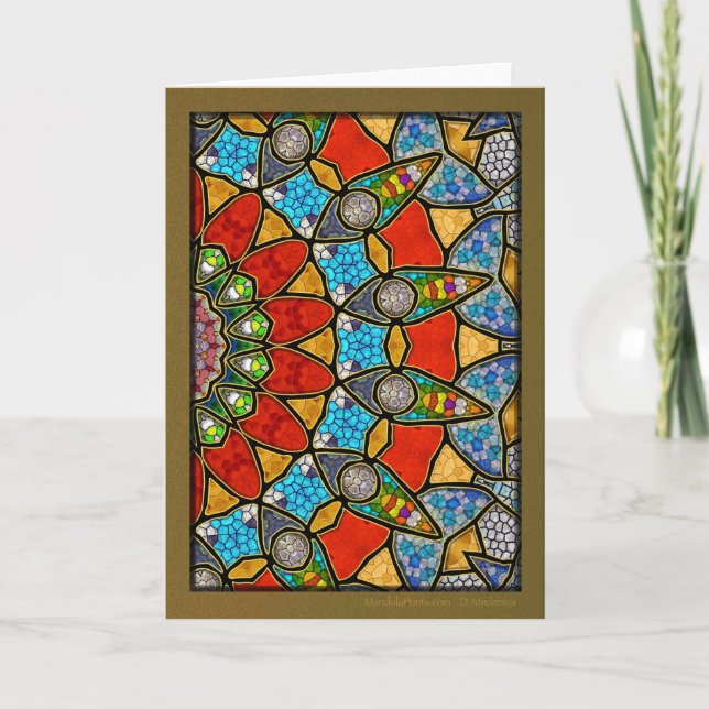 Digital Emerald Mandala Holiday Card (Front)