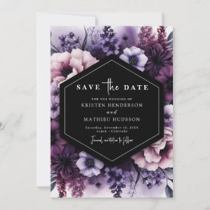 Digital Field Purple Floral Wedding Save The Date
