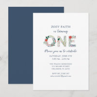 Digital Floral 1st Girls Birthday Party