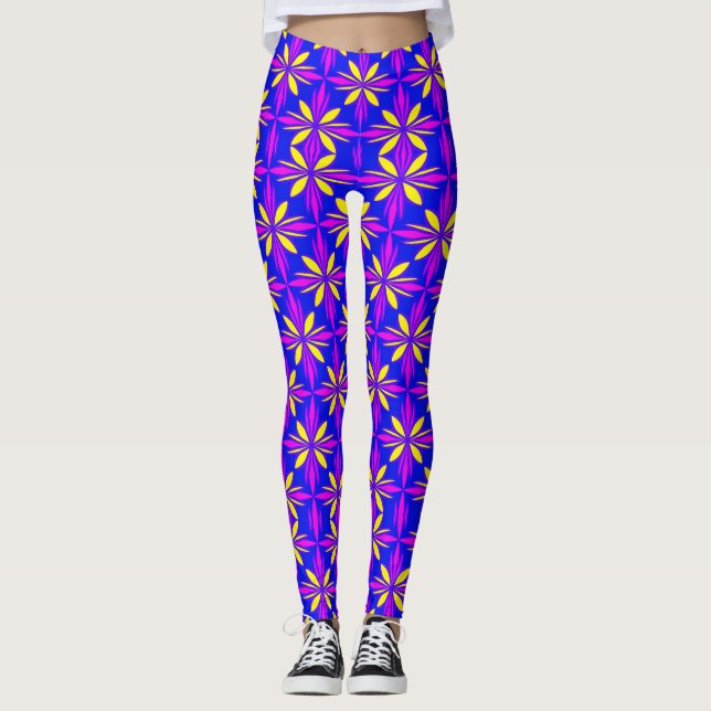 Digital Floral and Graphical Design Leggings (Front)