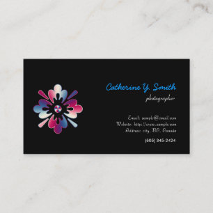 digital floral, elegant, black business card