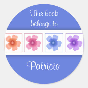 Digital Floral Flowers Custom Bookplate Labels