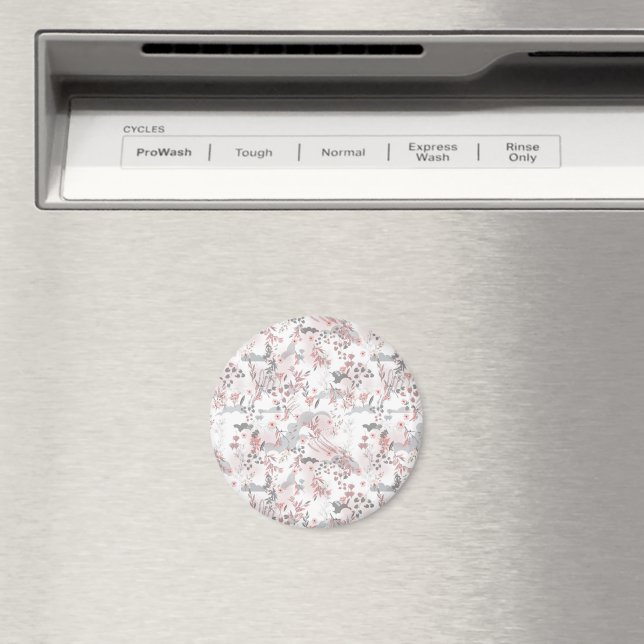 Digital Floral Pattern on Pastel Tones Magnet (In Situ (Dishwasher))