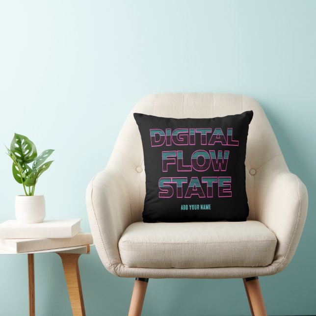 Digital Flow State Retro Neon 80s Gaming Aesthetic Cushion (Chair)