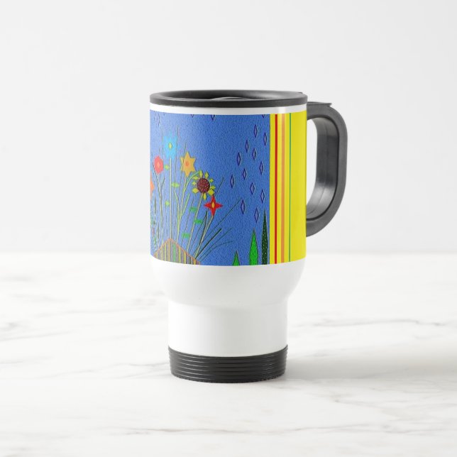 "Digital Flower Arranging" Travel Commuter Mug (Front Right)
