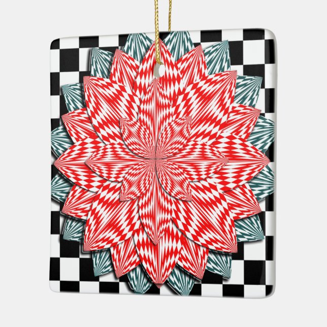 Digital Flower by Kenneth Yoncich Ceramic Tree Decoration (Left)