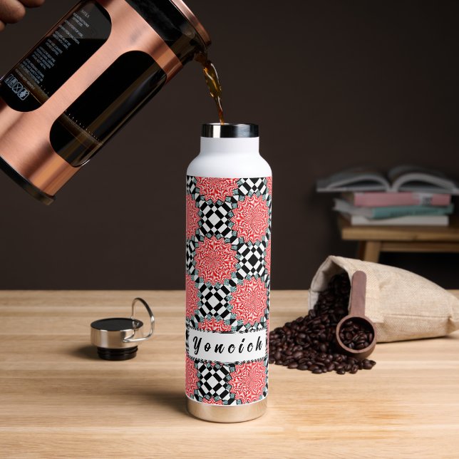 Digital Flower by Kenneth Yoncich Water Bottle (Coffee)