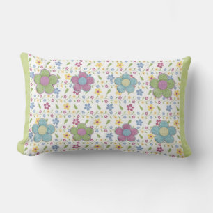 Digital Flower Pattern Multicolored Lumbar Cushion