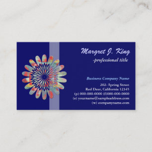 Digital flower, simple, blue business card