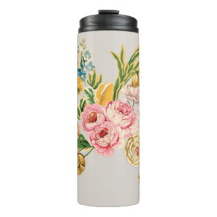 Digital Flowers watercolor illustration. Manual or Thermal Tumbler
