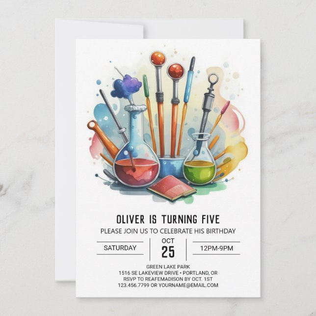 Digital Fusion Discovery Scientist Birthday Invitation (Front)