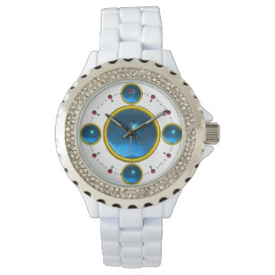DIGITAL GEM STONE gold blue sapphire Watch