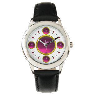 DIGITAL GEM STONE gold pink amethist Watch