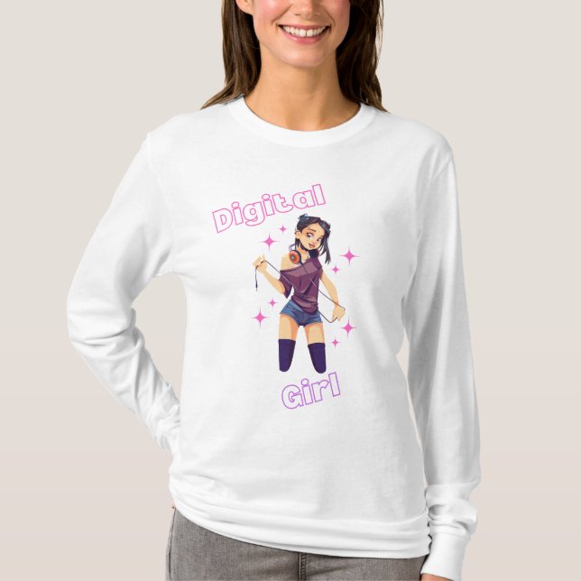 digital girl with stars T-Shirt (Front)