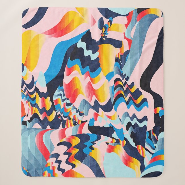 digital glitch art background sherpa blanket (Front)