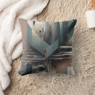 Digital glitch art fragmented shapes distortedline cushion