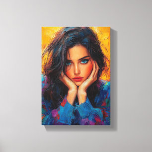 Digital Glitch Portrait - Futuristic Abstract Art Canvas Print