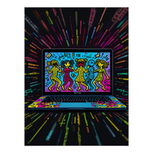 Digital Graffiti: Pop Art Laptop Poster