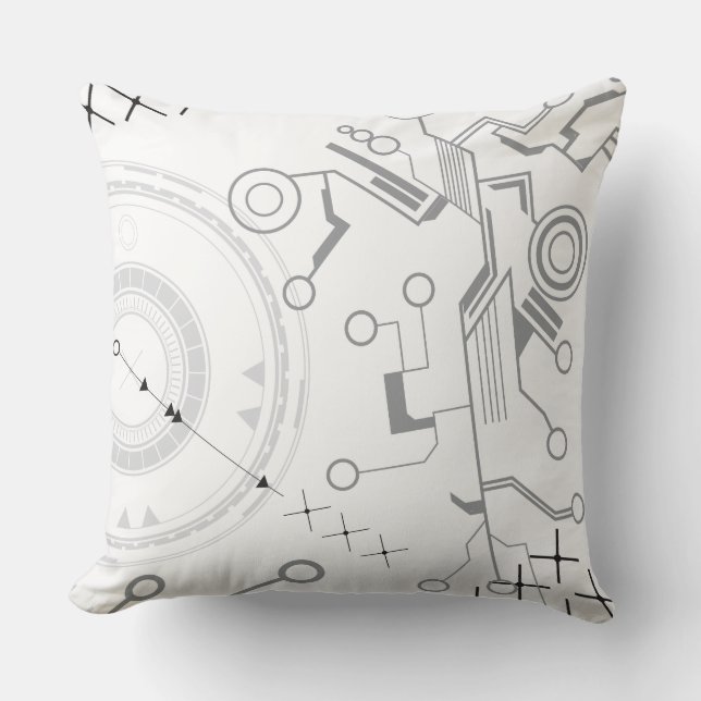 DIGITAL Grat White Modern Retro Throw Pillow (Front)