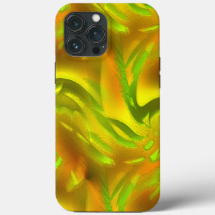 Digital green orange peel on yellow rough texture iPhone 13 pro max case