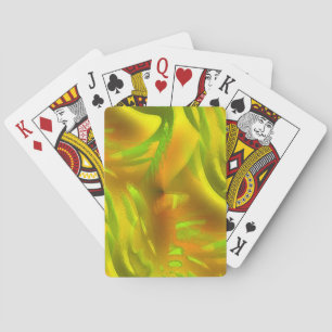 Digital green orange peel on yellow rough texture  playing cards