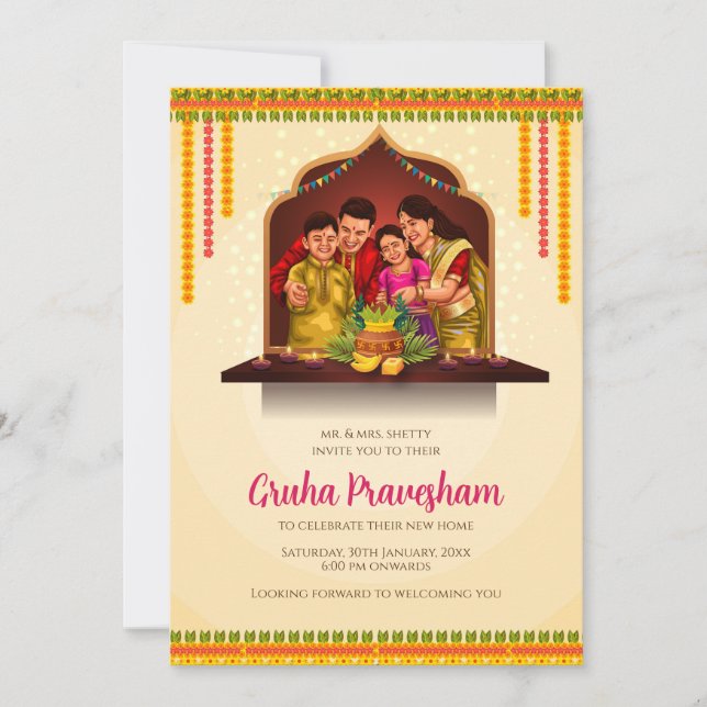 Digital Gruhapravesam invite Indian Housewarming (Front)