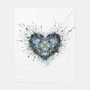 Digital Heart Sacred Geometry Heart Design  Fleece Blanket