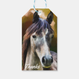 Digital horse portrait painting thank you gift tags