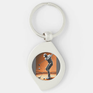 Digital Human Golfer in 10 Golf Swing Positions Key Ring