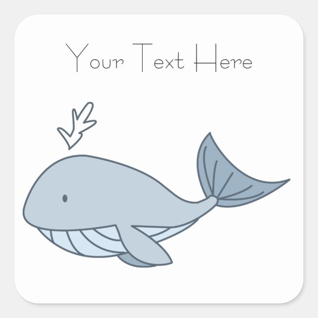 Digital illustration, Blue Whale, Ocean Animal Square Sticker (Front)
