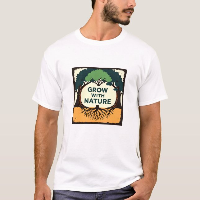 Digital Illustration of Stylized Tree with Roots a T-Shirt (Front)