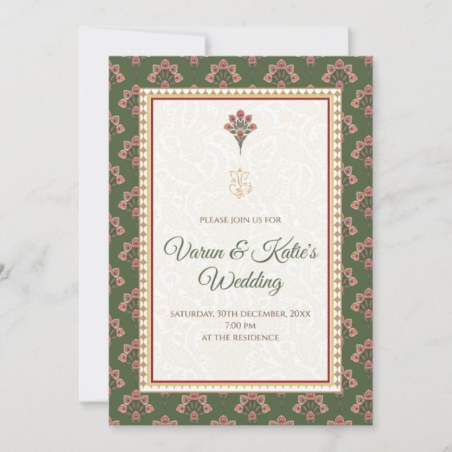 Digital Indian Wedding invitation as Hindu invites (Front)