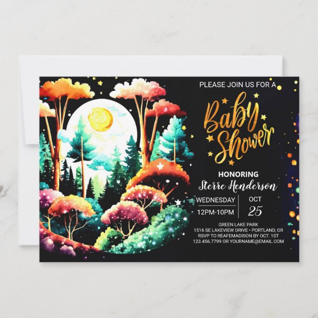 Digital Into the Woods Editable Baby Shower Invitation (Front)