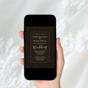 Digital Invitation Modern Vintage Wedding QR Code 