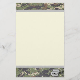 Digital Jungle Military Camouflage w/ ID Tag Stationery