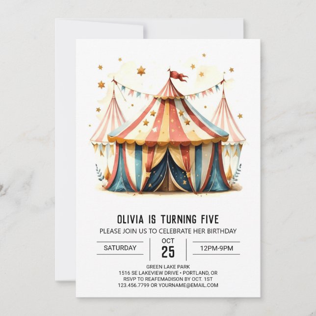 Digital Kids' Tent Circus Birthday Invitation (Front)