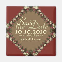 Digital Lace Brocade Save the Date Magnet