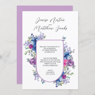 Digital Lavender and White Wedding Invitation