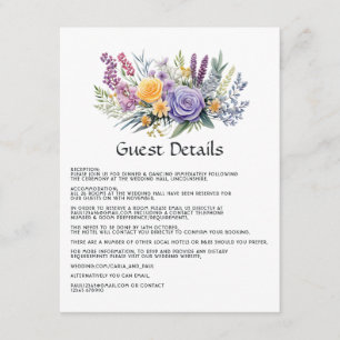 Digital Lavender Floral Wedding Guest Details Enclosure Card