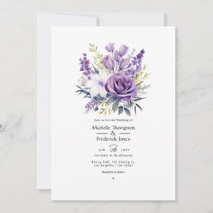 Digital Lavender Floral Wedding Invitation