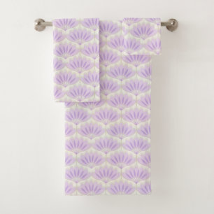 Digital Lavender Flowers Pattern Bath Towel Set