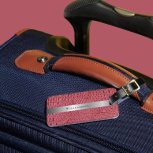 Digital Leather Reptile Skin Rose Pink Luggage Tag