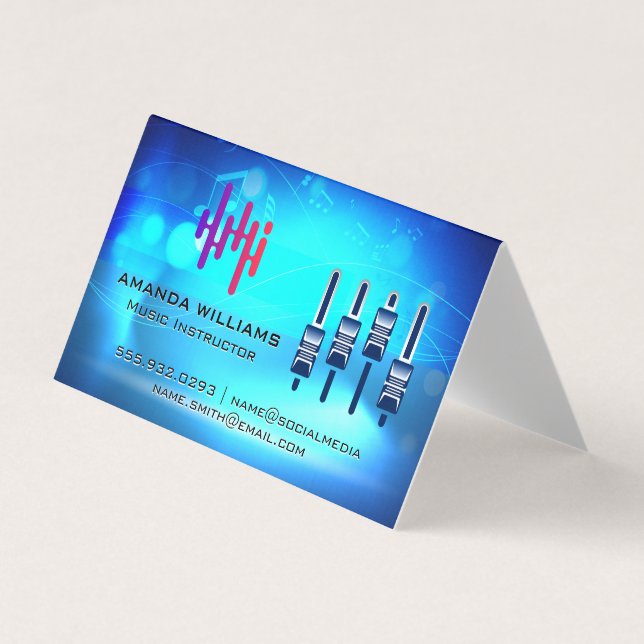 Digital Logo | Mixer | Music Background Business Card (Front)