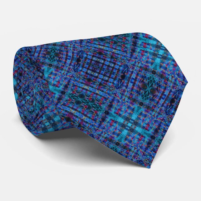 Digital Loom Micro Weave - Azure & Indigo Tie (Rolled)