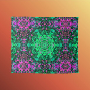 Digital Mandala Green and Purple Tapestry