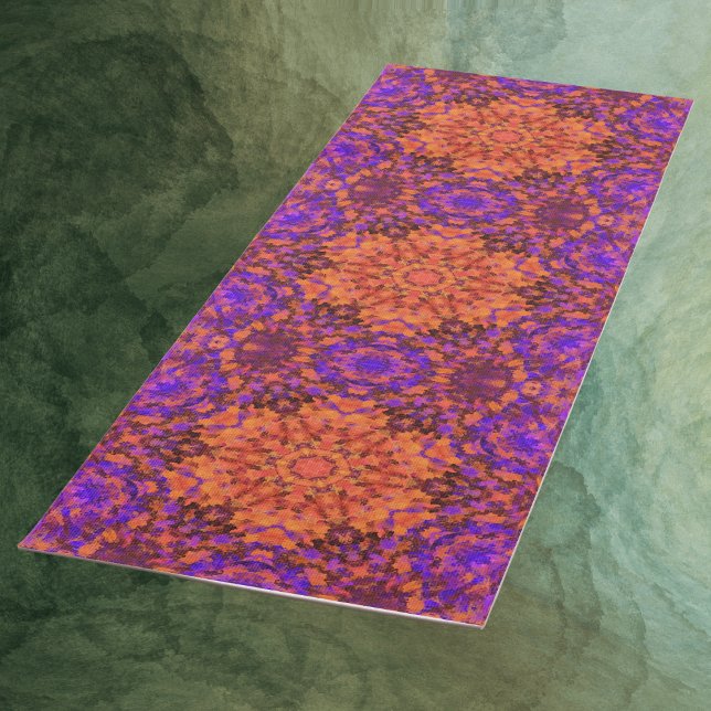 Digital Mandala Orange Blue and Purple Yoga Mat (Creator Uploaded)